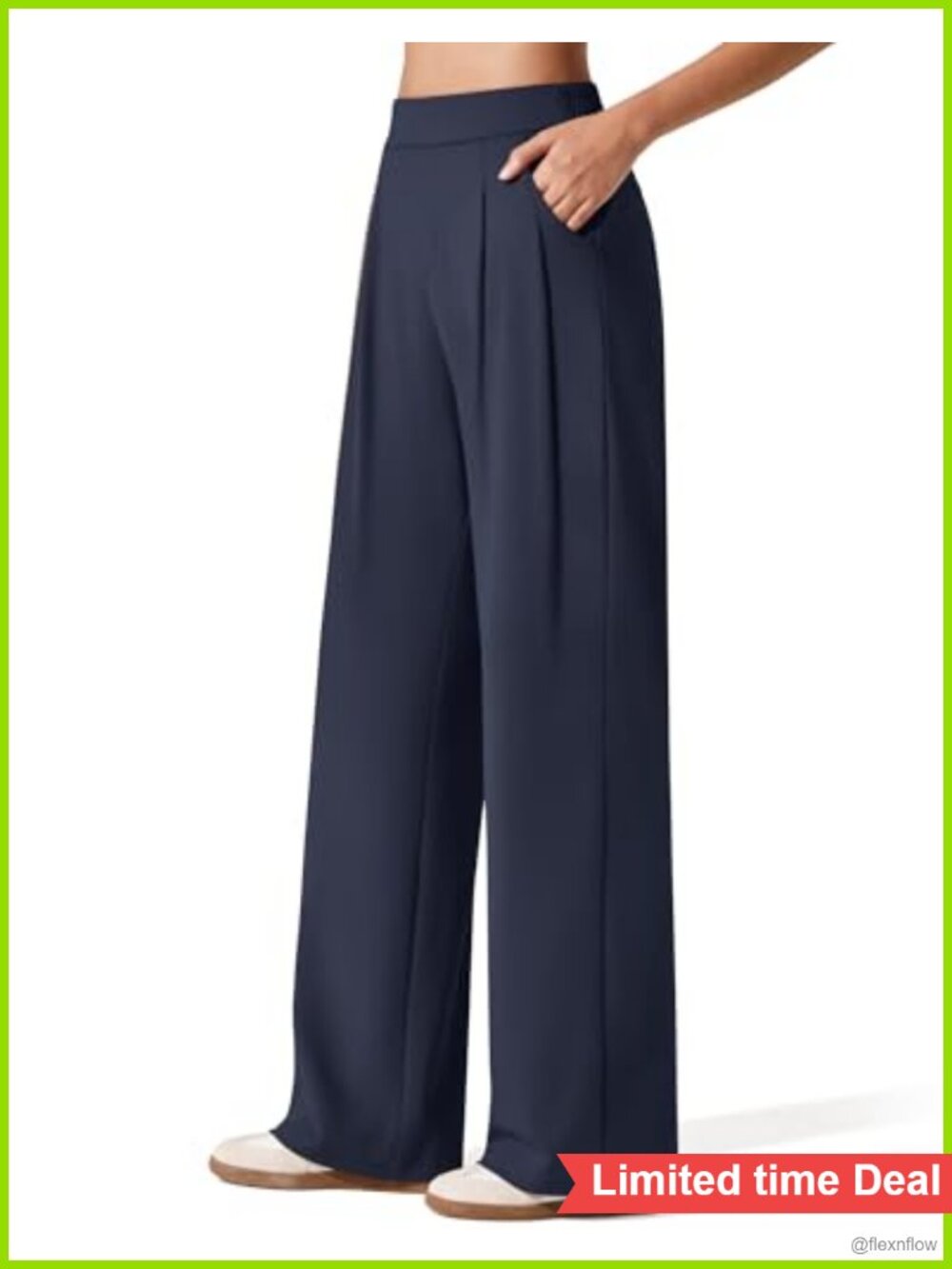 Wide Leg Yoga Dress Pants High Waist with Pockets Nylon Elastane